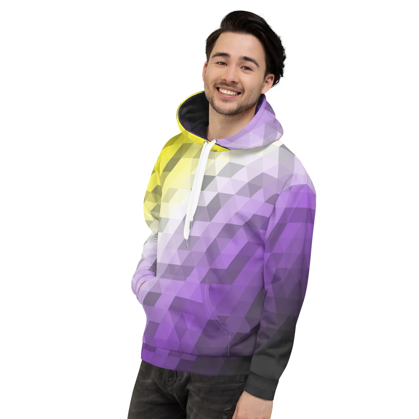 Nonbinär Farben Low Poly Hoodie