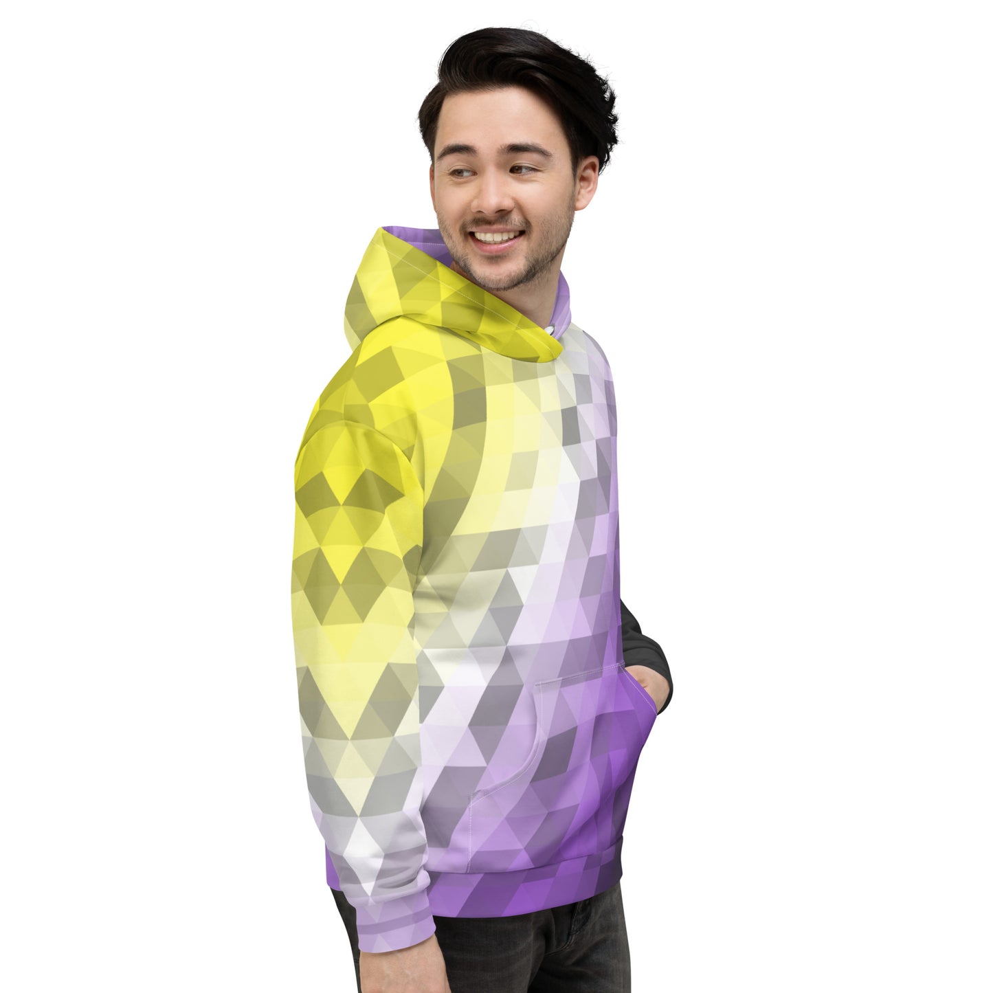 Nonbinär Farben Low Poly Hoodie